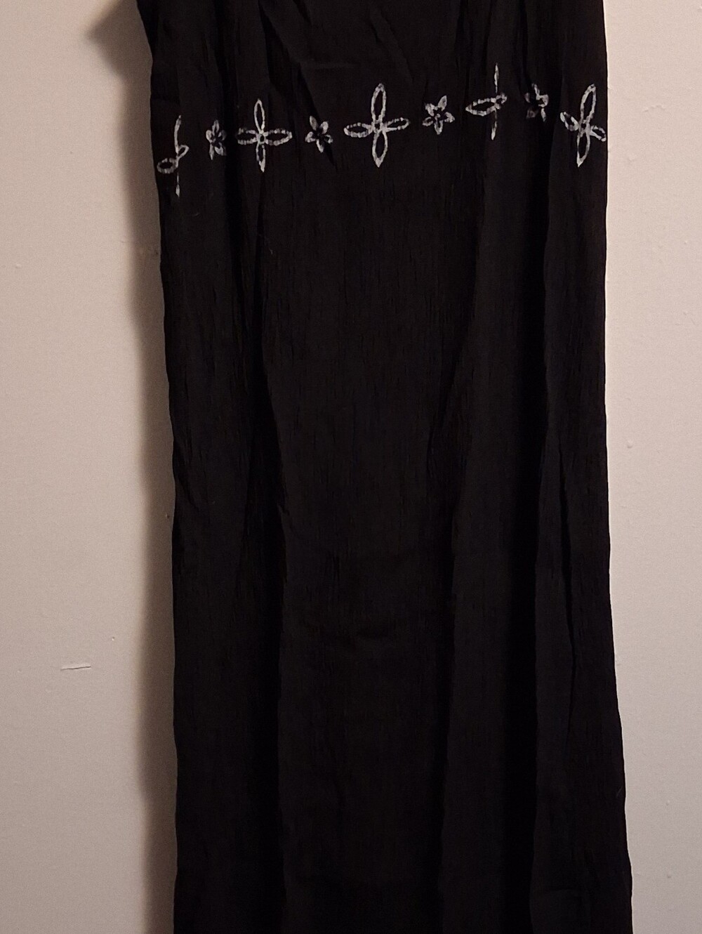 Essentials Black Maxi Dress with White Embroidered Trim